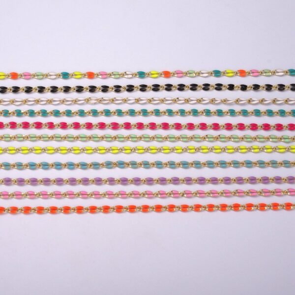 Enamel Gold Filled Colored Chain 2.9mm width Colorful Chain, Chunky Statement Chain Link chain 16, 18 inch + 2 inch extender | WA-337 to WA-358 Clearance Pricing